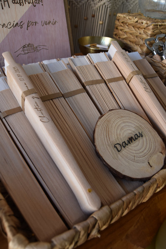 Abanico de madera con tela de algodón Izmi Láser Regalos Personalizados