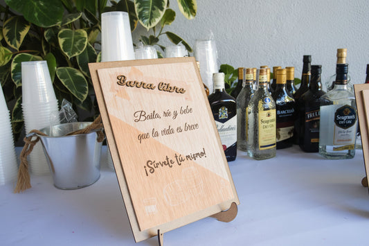 Cartel barra libre Izmi Láser Regalos Personalizados