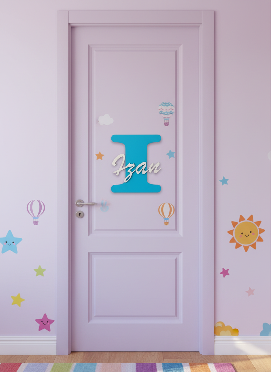 Inicial y nombre de madera para puerta o pared