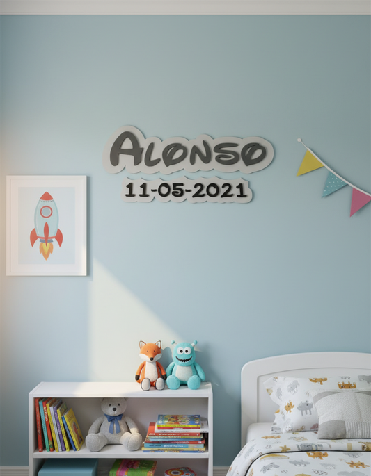 Cartel con nombre y fecha Izmi Láser Regalos Personalizados