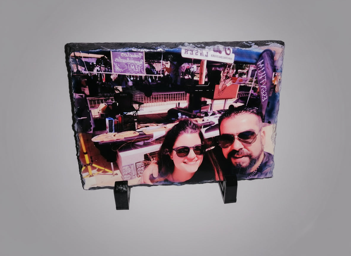 Pizarra con foto a todo color