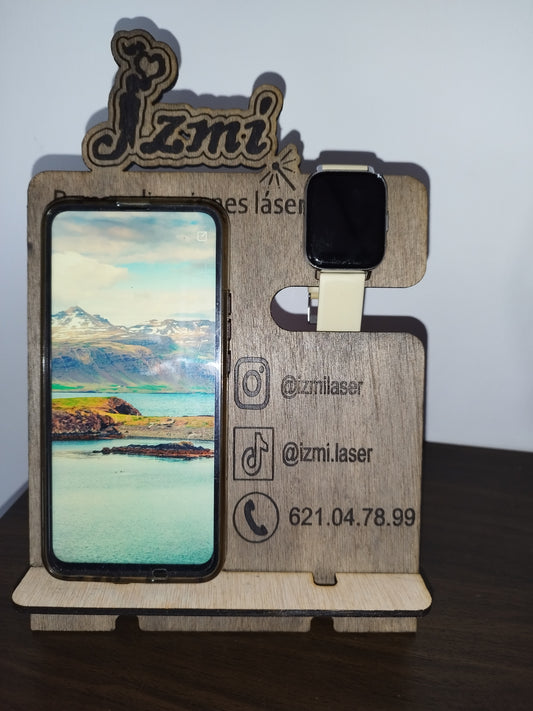 Soporte de teléfono y reloj personalizado