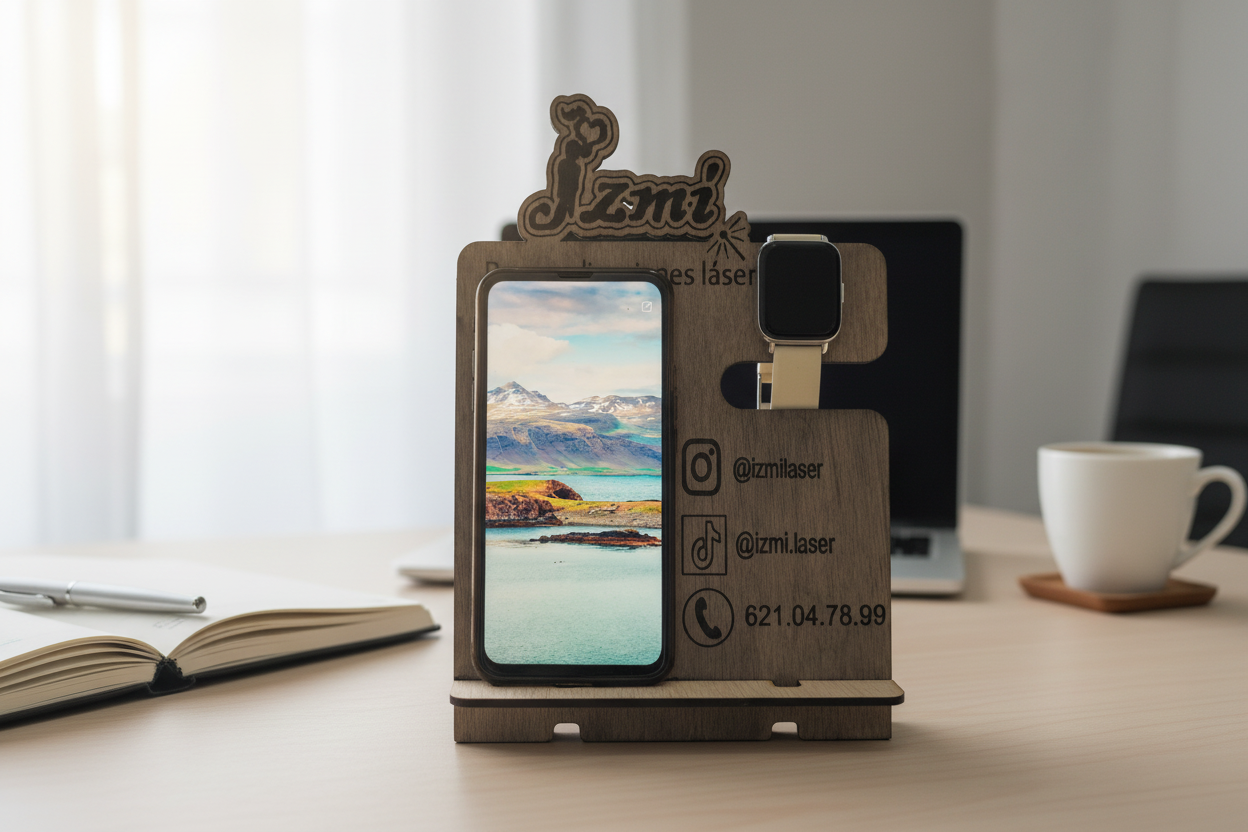 Soporte de teléfono y reloj personalizado Izmi Láser Regalos Personalizados