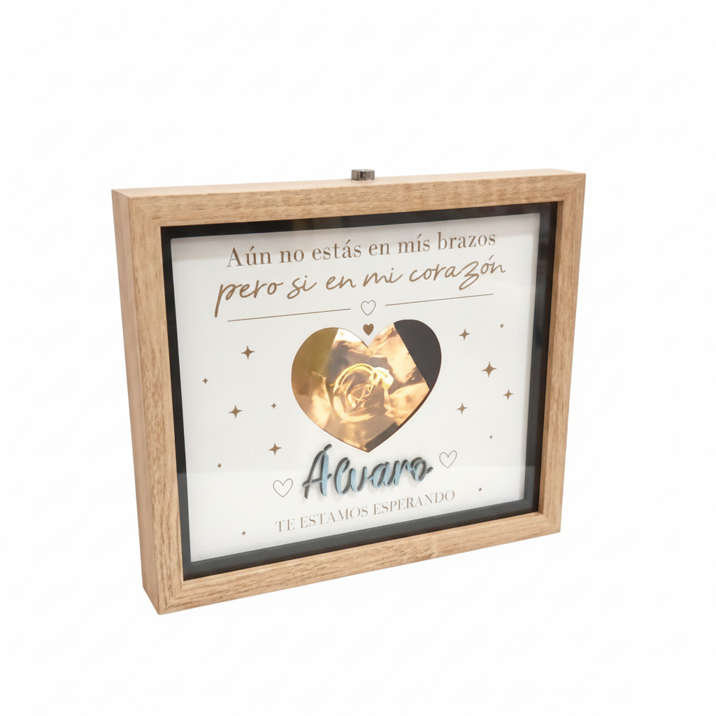 Cuadro con Luz Personalizado para Ecografía - Regalo Futuros Padres
