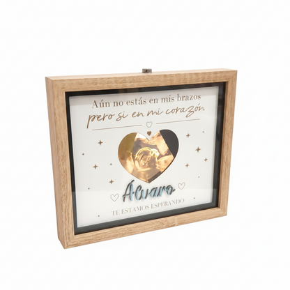 Cuadro con Luz Personalizado para Ecografía - Regalo Futuros Padres