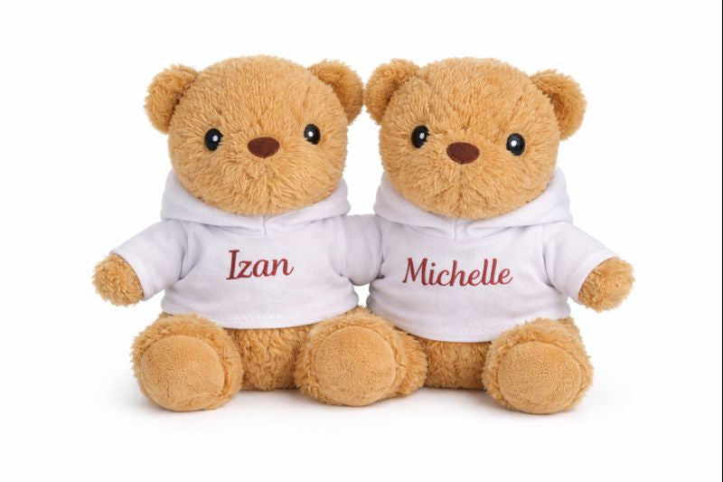 Pack peluches personalizados con vuestros nombres Izmi Láser Regalos Personalizados
