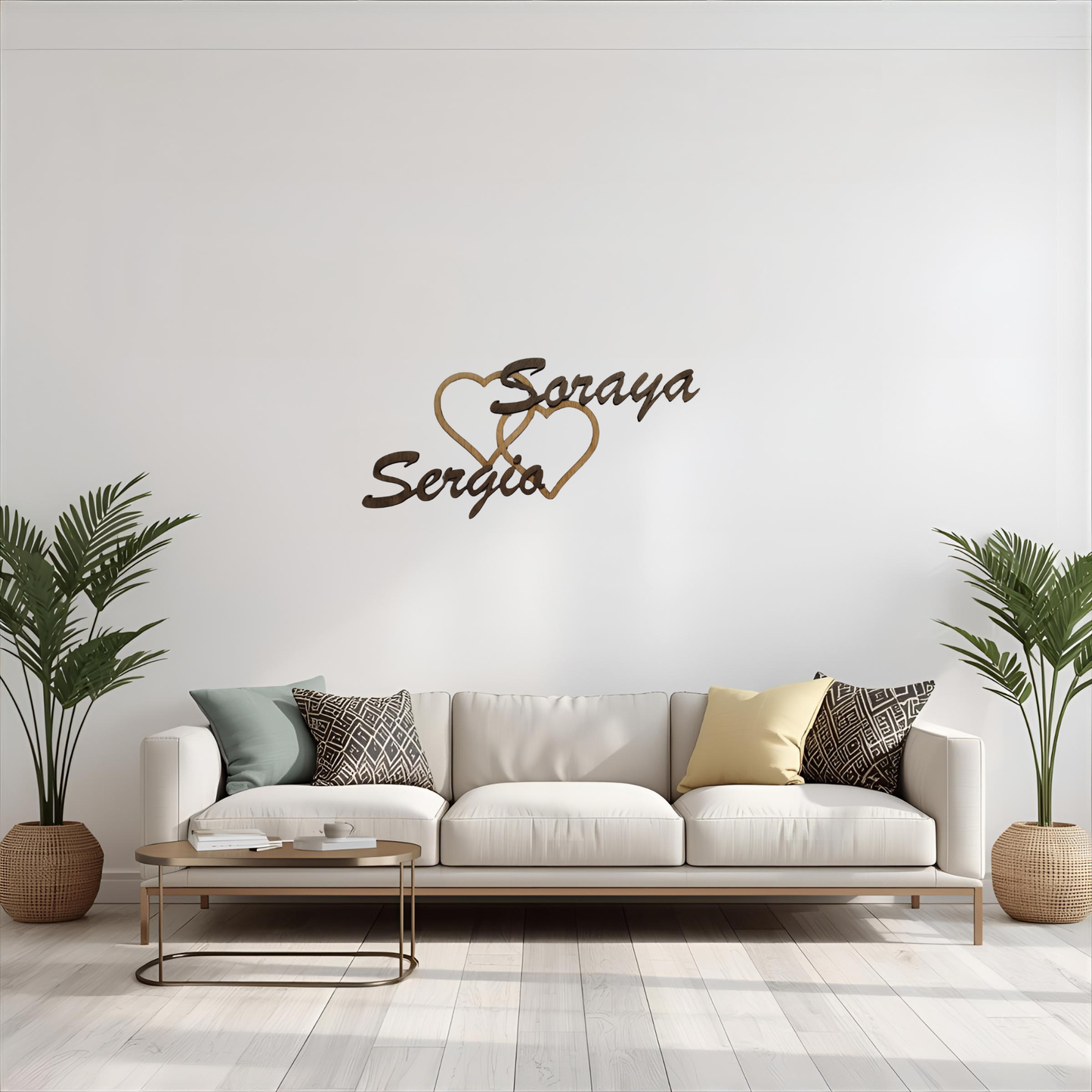 Silueta nombres con corazón