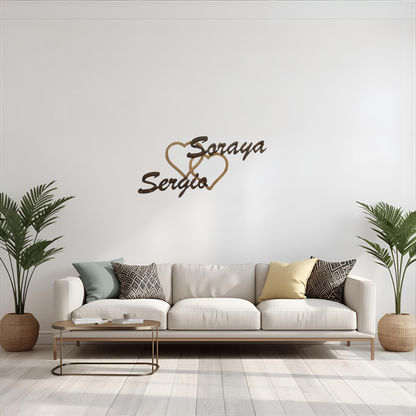 Silueta nombres con corazón