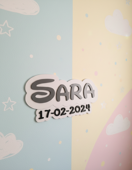 Cartel con nombre y fecha