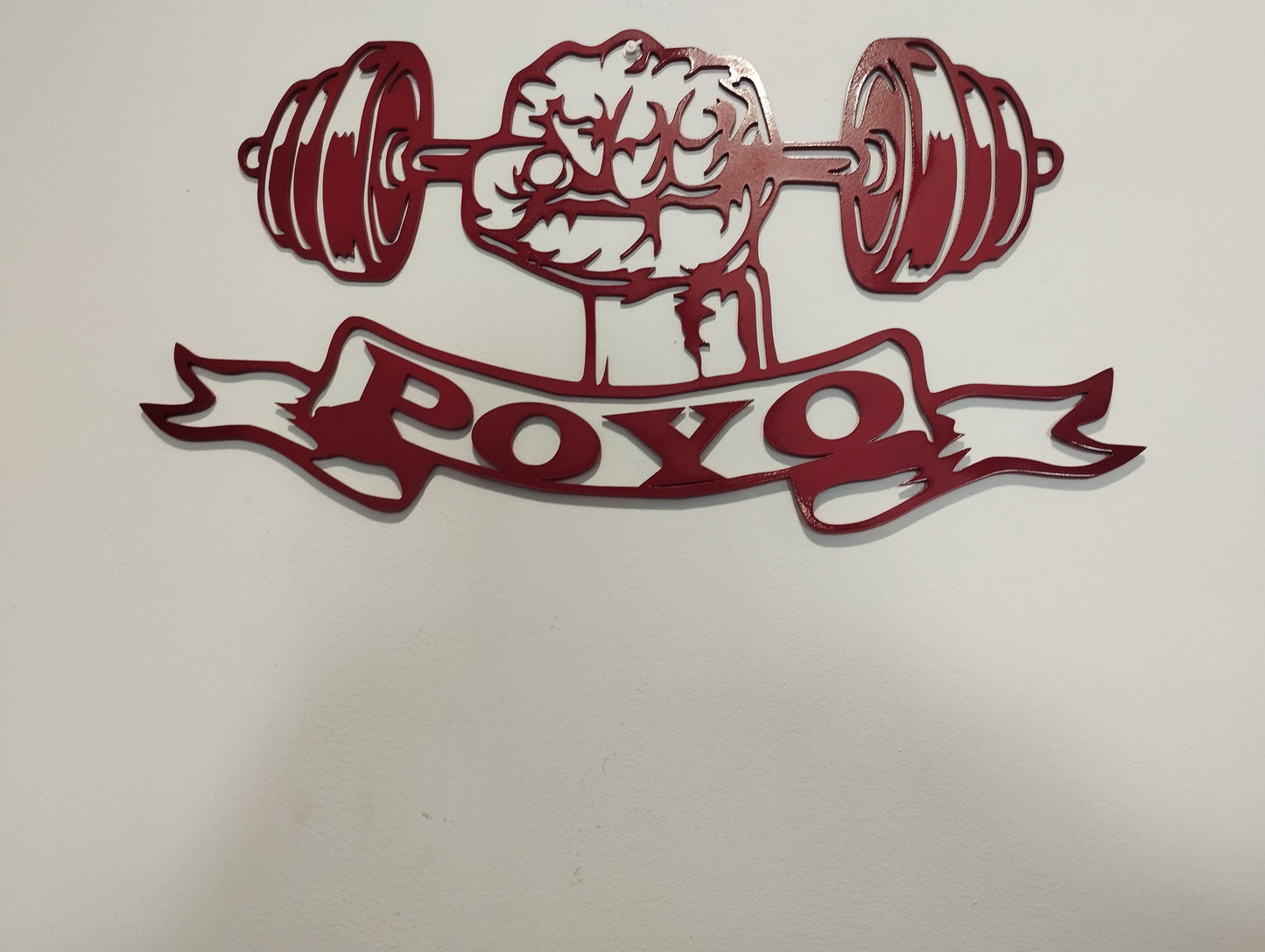 Silueta puño con mancuerna + nombre