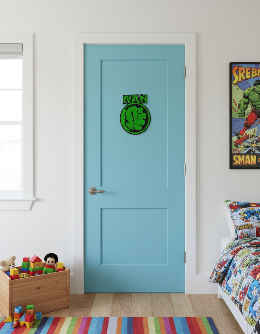 Cartel puño HULK con nombre