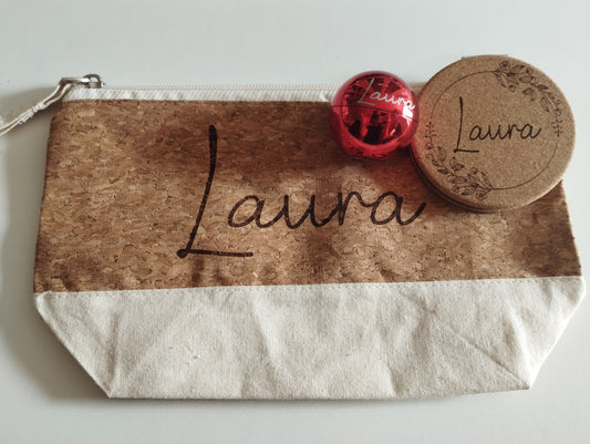 Set neceser con labial y espejo personalizados