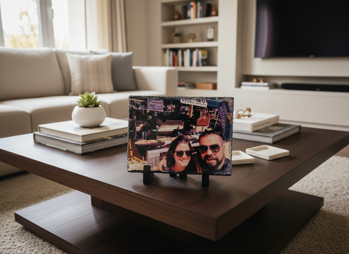 Pizarra con foto a todo color