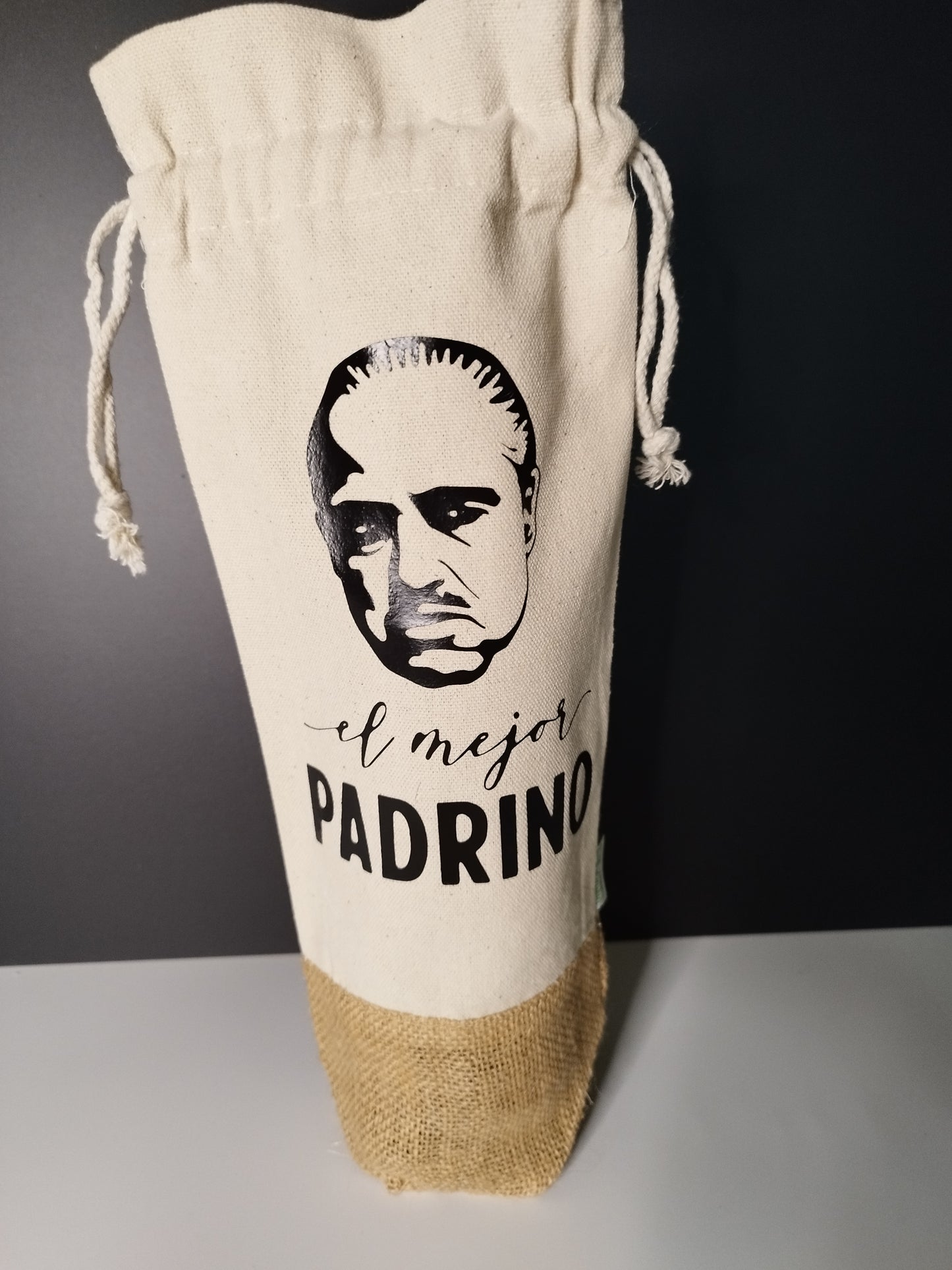 Bolsa para botella de vino "El mejor padrino"