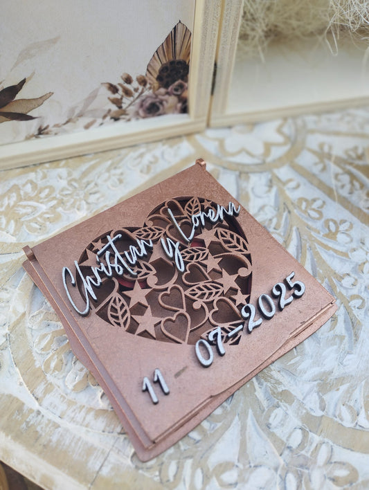 Caja personalizada para anillos de boda