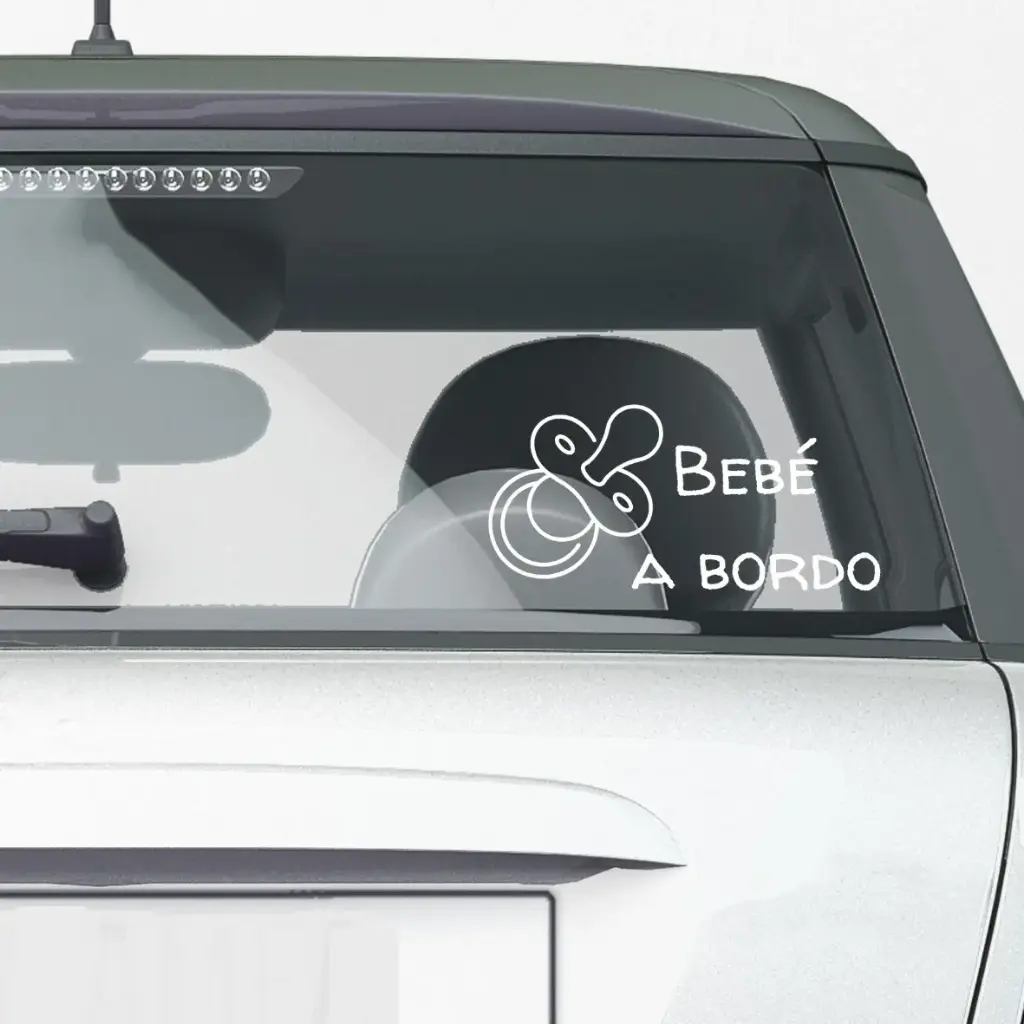 PEGATINA PARA COCHE "BEBÉ A BORDO" CHUPETE