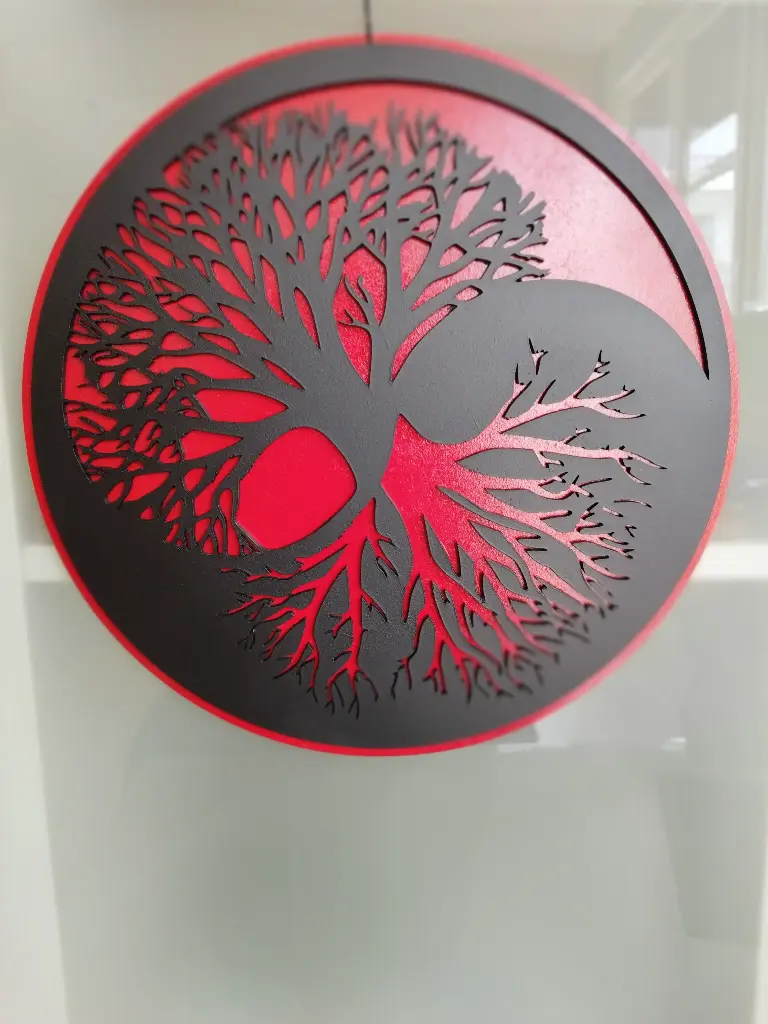 ÁRBOL DE LA VIDA EN MADERA CON EL "YIN-YANG"