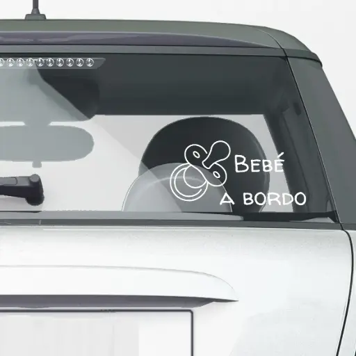 PEGATINA PARA COCHE "BEBÉ A BORDO" CHUPETE