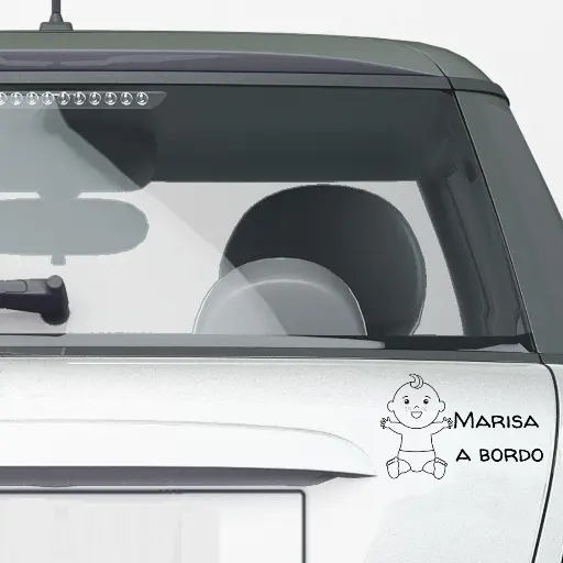 PEGATINA PARA COCHE "BEBÉ A BORDO" CON NOMBRE